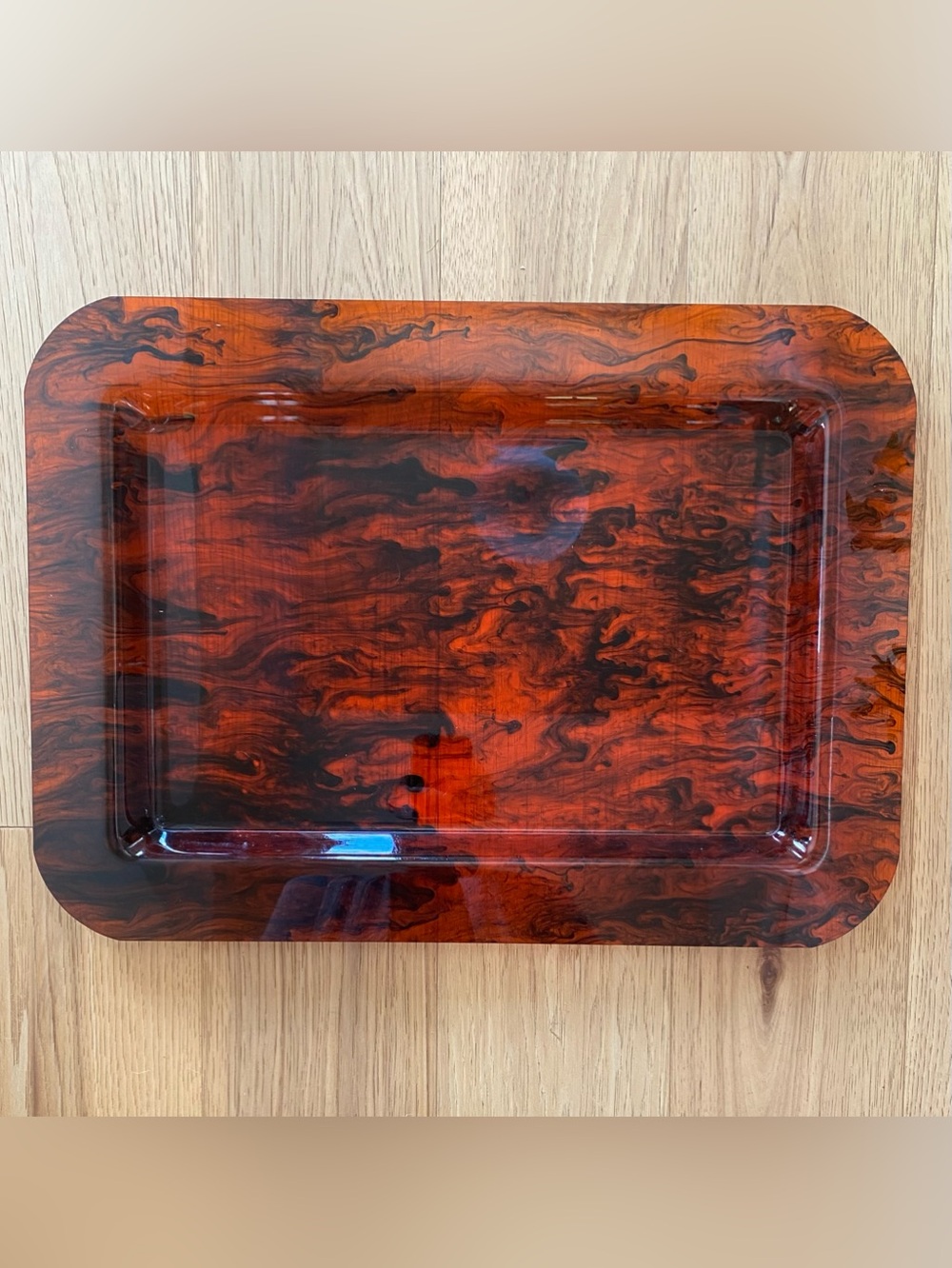 VTG 1970s Georges Briard Faux Tortoise She’ll Brown Lucite Serving Tray Large
